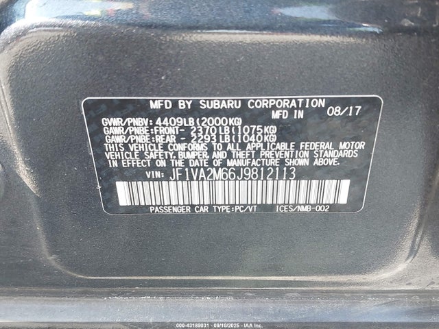 Subaru 2018 2018 JF1VA2M66J9812113 Image 9