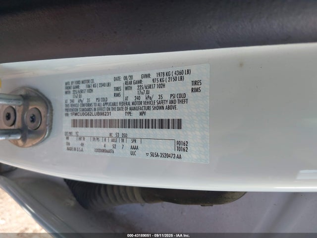 1FMCU0G62LUB98231 Ford 2020