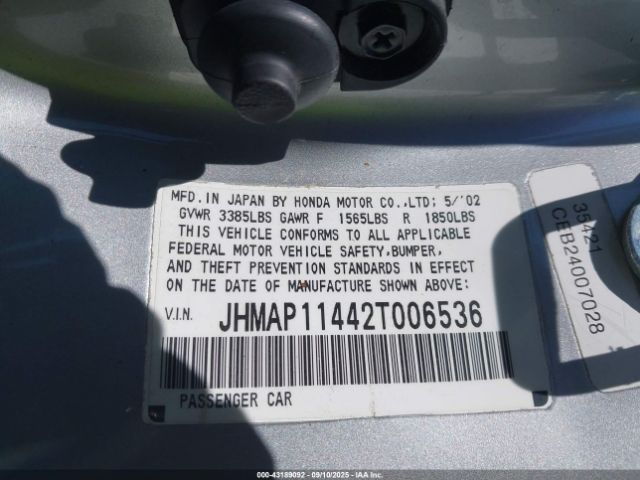 2002 HONDA S2000 JHMAP11442T006536 Photo 8