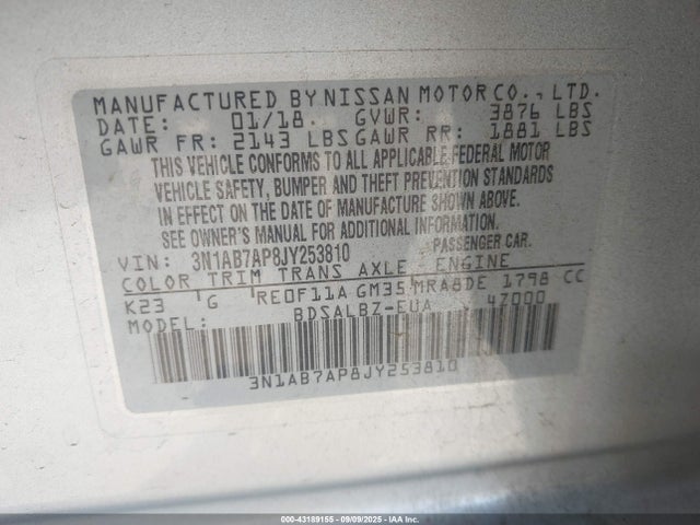 3N1AB7AP8JY253810 Nissan 2018