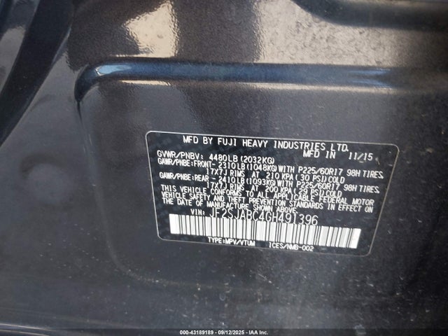JF2SJABC4GH491396 Subaru naturally aspirated u5