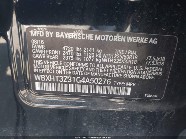 WBXHT3Z31G4A50276 BMW X1