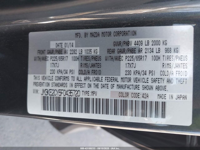 Mazda py 2015 JM3KE2CY5F0435720 Image 9