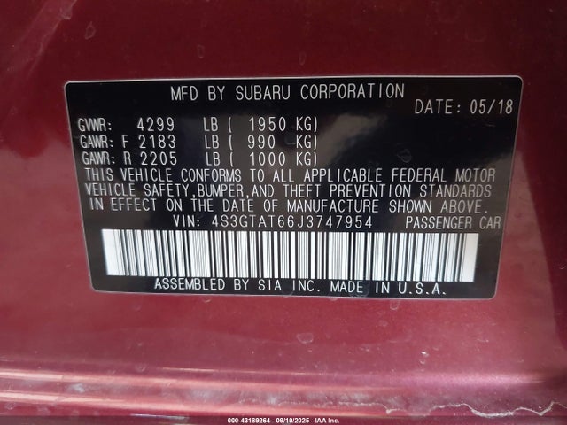 4S3GTAT66J3747954 Subaru 2018