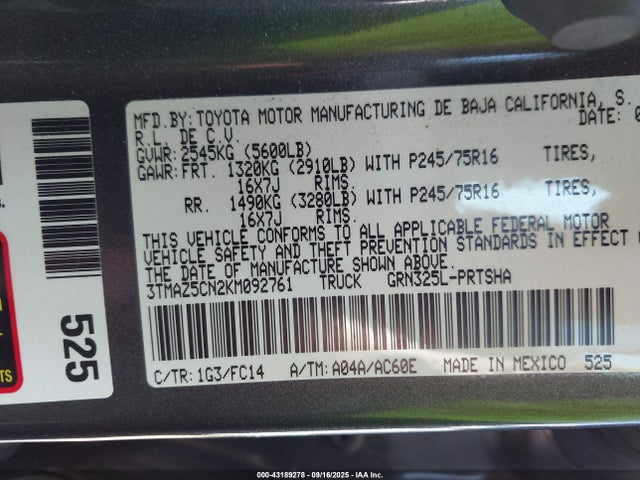 Toyota 2gr-fks 2019 3TMAZ5CN2KM092761 Image 9