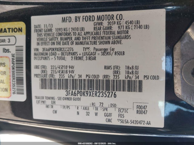Ford 2014 2014 3FA6P0K9XER235276 Image 9