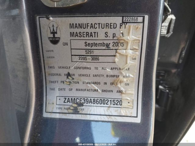 2006 MASERATI QUATTROPORTE ZAMCE39A860021520 Photo 8