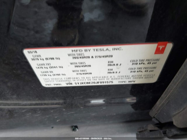 2018 TESLA MODEL X 5YJXCBE20JF091575 Photo 8