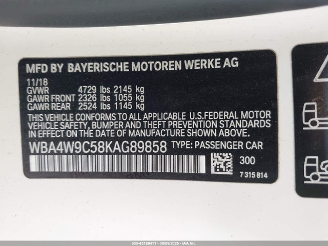 WBA4W9C58KAG89858 BMW 440I