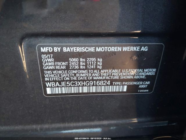 2017 BMW 540I WBAJE5C3XHG916824 Photo 8