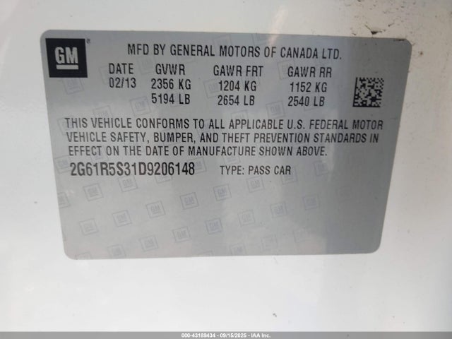 2013 CADILLAC XTS 2G61R5S31D9206148 Photo 8