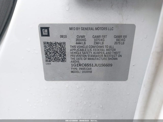 1G1RC6S51JU156609 Chevrolet l3a - direct injection, variable valve timing, hybrid, gen 1
