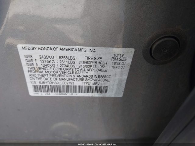 2020 ACURA MDX 5J8YD3H39LL002793 Photo 8