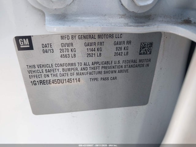 Продажа на аукционе авто 2013 Chevrolet Volt, vin: 1G1RE6E45DU145114, номер лота: 43189507