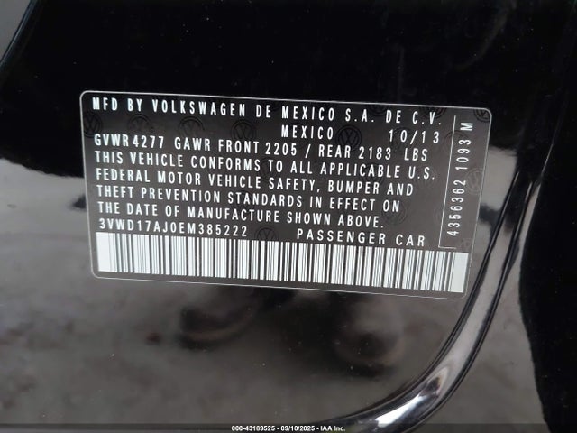 3VWD17AJ0EM385222 Volkswagen 2014