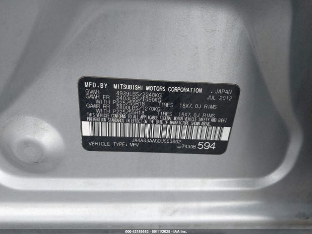 2013 MITSUBISHI OUTLANDER JA4AS3AW0DU003802 Photo 8