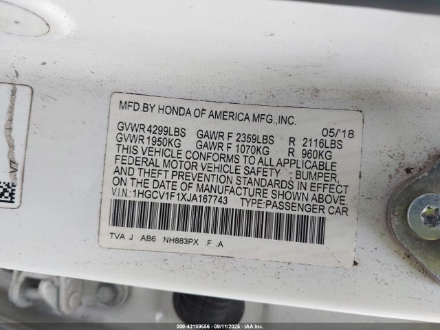 1HGCV1F1XJA167743 Honda l15be