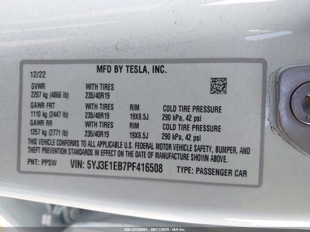 2023 TESLA MODEL 3 5YJ3E1EB7PF416508 Photo 8