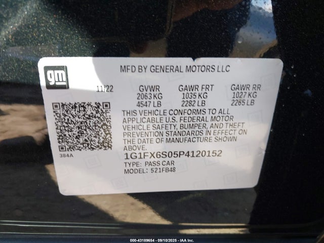 1G1FX6S05P4120152 Chevrolet 2023