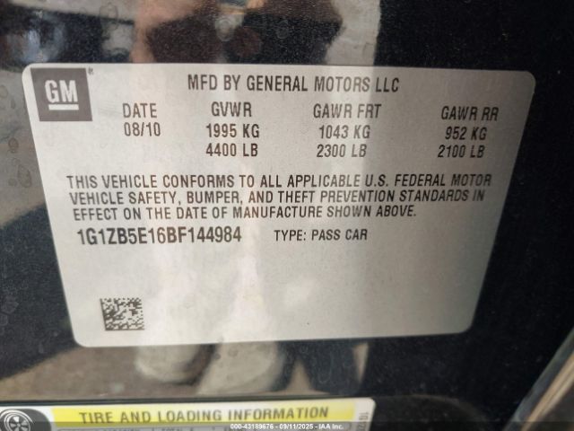 2011 CHEVROLET MALIBU 1G1ZB5E16BF144984 Photo 8