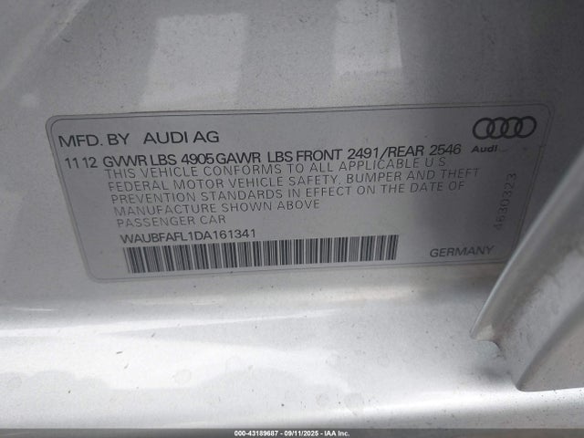 2013 AUDI A4 WAUBFAFL1DA161341 Photo 8