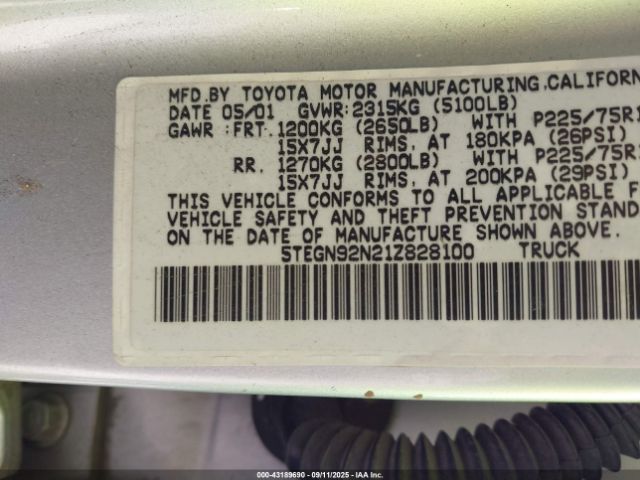 2001 TOYOTA TACOMA 5TEGN92N21Z828100 Photo 8