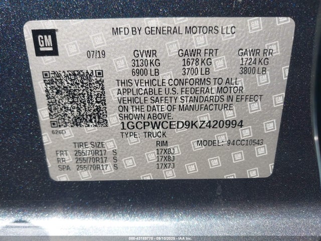 1GCPWCED9KZ420994 Chevrolet l84 - di, dfm, alum, gen 5, var 2