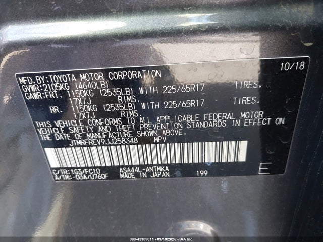 Toyota 2ar-fe 2018 JTMRFREV9JJ258348 Image 9