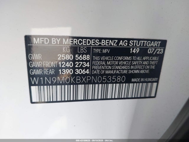 W1N9M0KBXPN053580 Mercedes-Benz eqb-class