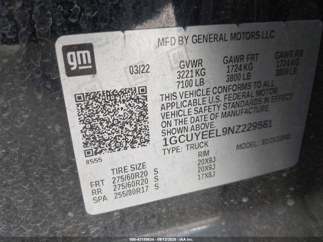 1GCUYEEL9NZ229581 Chevrolet l87