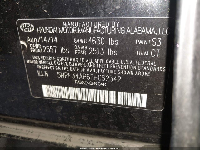5NPE34AB6FH062342 Hyundai dohc t-gdi theta-ii