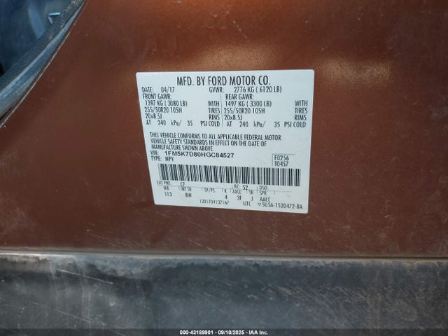 1FM5K7D80HGC84527 Ford 3.5l ti-vct
