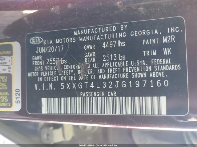 5XXGT4L32JG197160 KIA gdi
