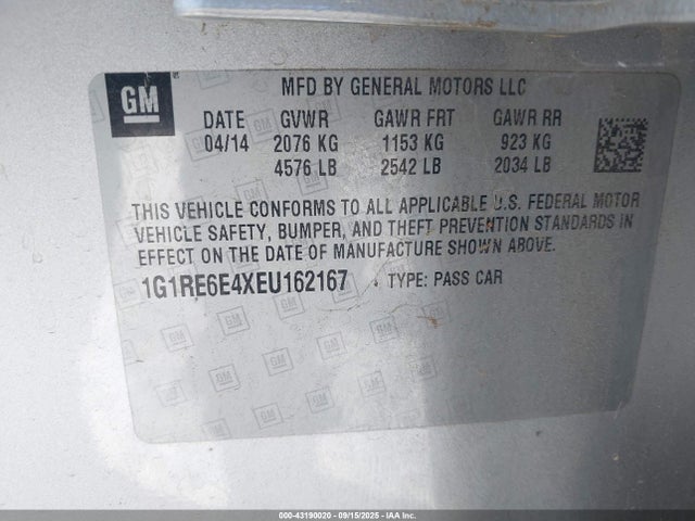 Chevrolet luu - ffv, e-flex, fam 2014 1G1RE6E4XEU162167 Image 9