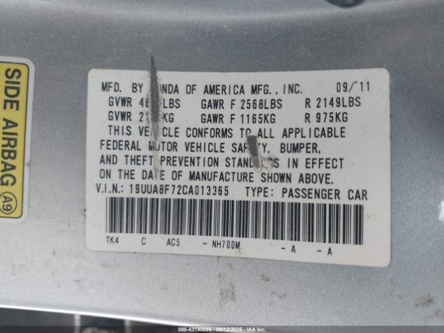 2012 ACURA TL 19UUA8F72CA013365 Photo 8