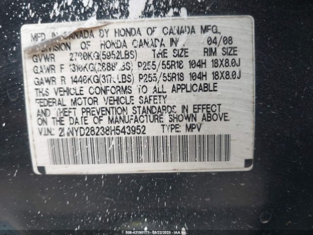 2008 ACURA MDX 2HNYD28238H543952 Photo 8