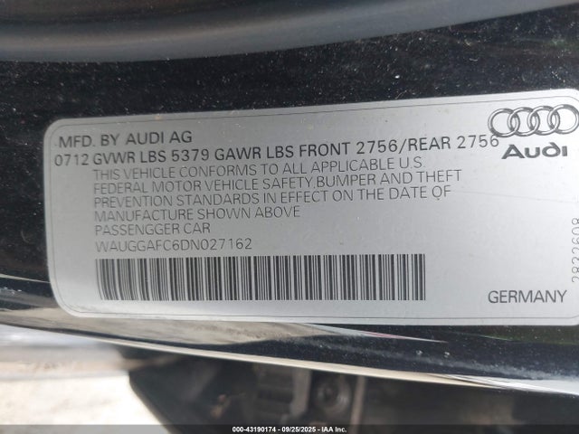 2013 AUDI A6 WAUGGAFC6DN027162 Photo 8
