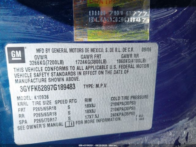 2007 CADILLAC ESCALADE EXT 3GYFK62897G189483 Photo 8