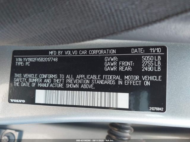 2011 VOLVO S60 YV1902FH5B2017748 Photo 8