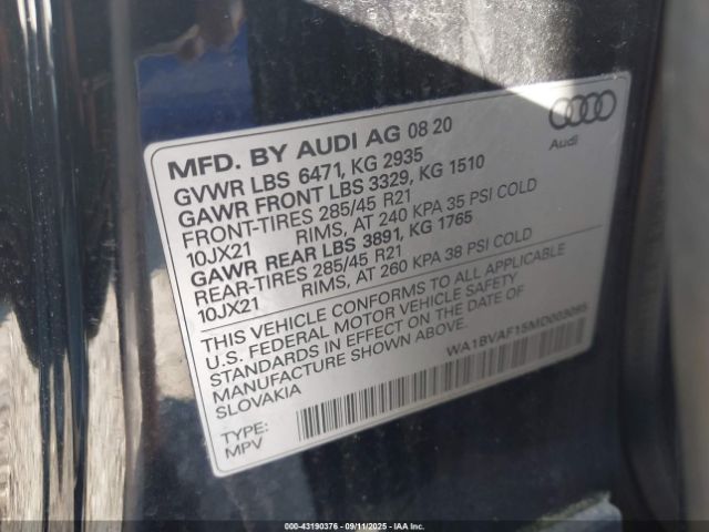 2021 AUDI Q8 WA1BVAF15MD003095 Photo 8