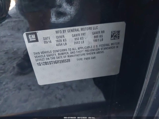 1G1ZB5ST9GF296528 Chevrolet lfv - di: direct injection, vvt, gen1 gmna