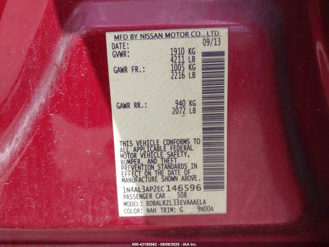 1N4AL3AP2EC146596 Nissan Altima