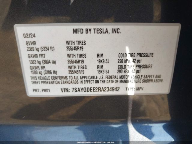 2024 TESLA MODEL Y 7SAYGDEE2RA234942 Photo 8