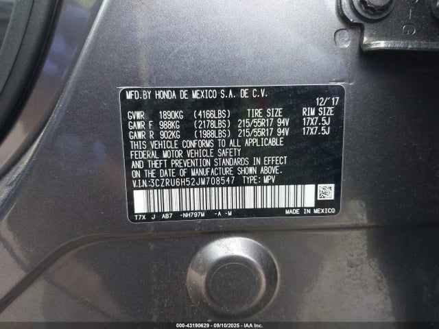 3CZRU6H52JM708547 Honda r18z9