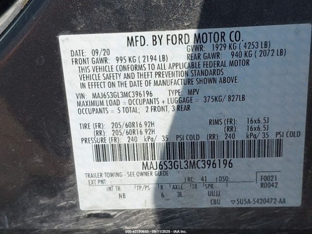 2021 FORD ECOSPORT MAJ6S3GL3MC396196 Photo 8