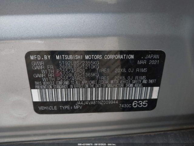 2022 MITSUBISHI OUTLANDER JA4J4VA81NZ009944 Photo 8