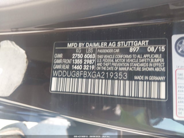WDDUG8FBXGA219353 Mercedes-Benz 2016