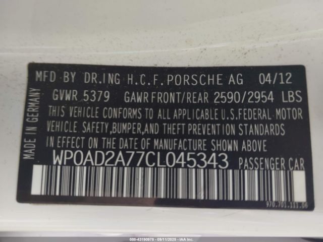 2012 PORSCHE PANAMERA HYBRID WP0AD2A77CL045343 Photo 8