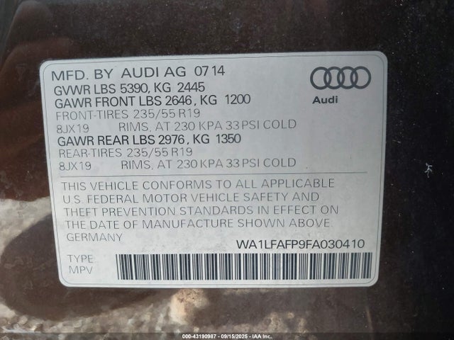 2015 AUDI Q5 WA1LFAFP9FA030410 Photo 8