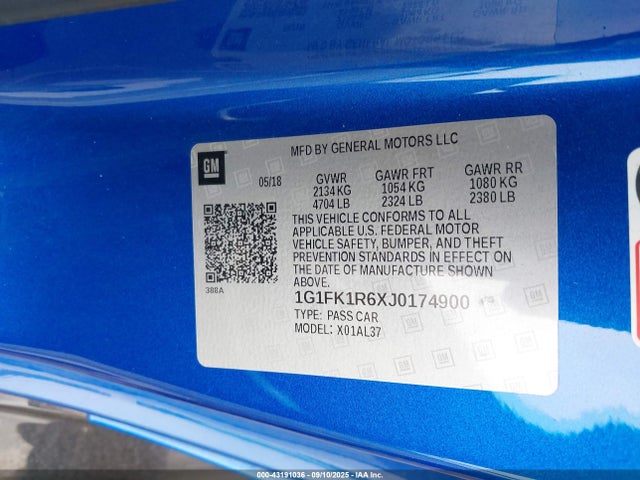 1G1FK1R6XJ0174900 Chevrolet CAMARO ZL1